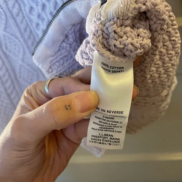 LL Bean Signature Cotton Fisherman Cable Knit Tunic - Lavender Size XL - Picture 10 of 10